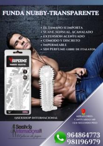 FUNDA EXTENSION CON ESPUELAS-CON SUJETADOR DE TESTICULOS-DE SILICONA-SEXSHOP LIMA 971890151